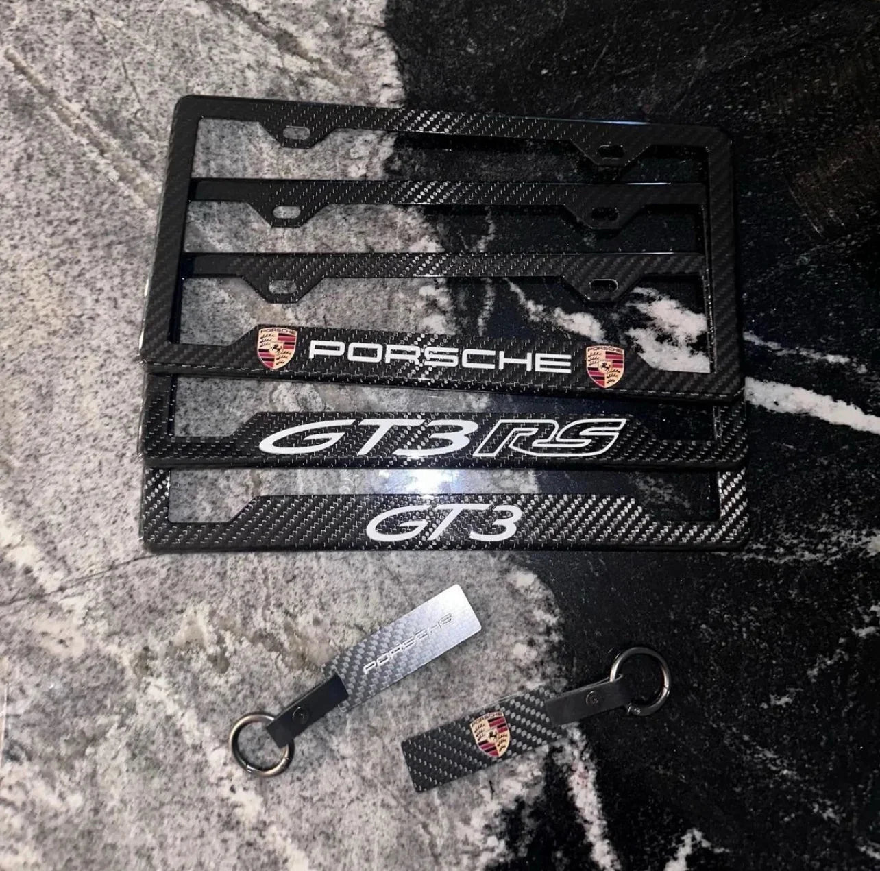 PORSCHE 100% REAL CARBON FIBER CAR LICENSE PLATE FRAME