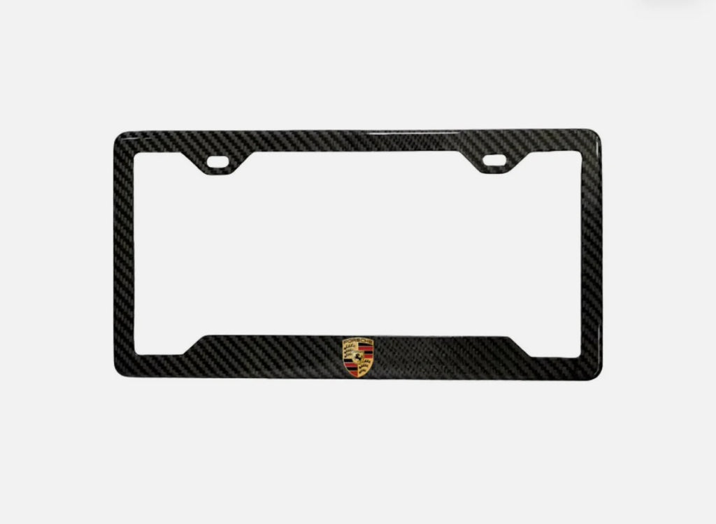 PORSCHE 100% REAL CARBON FIBER CAR LICENSE PLATE FRAME