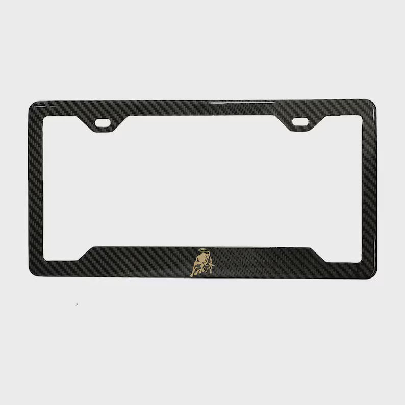 Lamborghini Bull 100% REAL CARBON FIBER CAR LICENSE PLATE FRAME