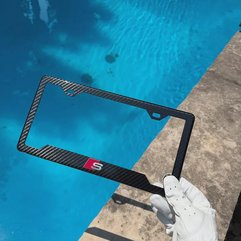 AUDI S 100% REAL CARBON FIBER CAR LICENSE PLATE FRAME