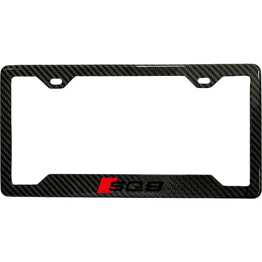 AUDI SQ8 BLACK 100% REAL CARBON FIBER CAR LICENSE PLATE FRAME